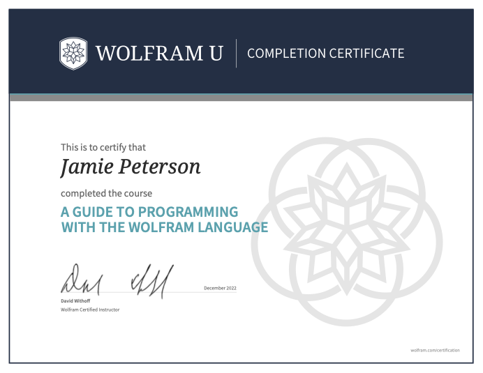 Course certificate